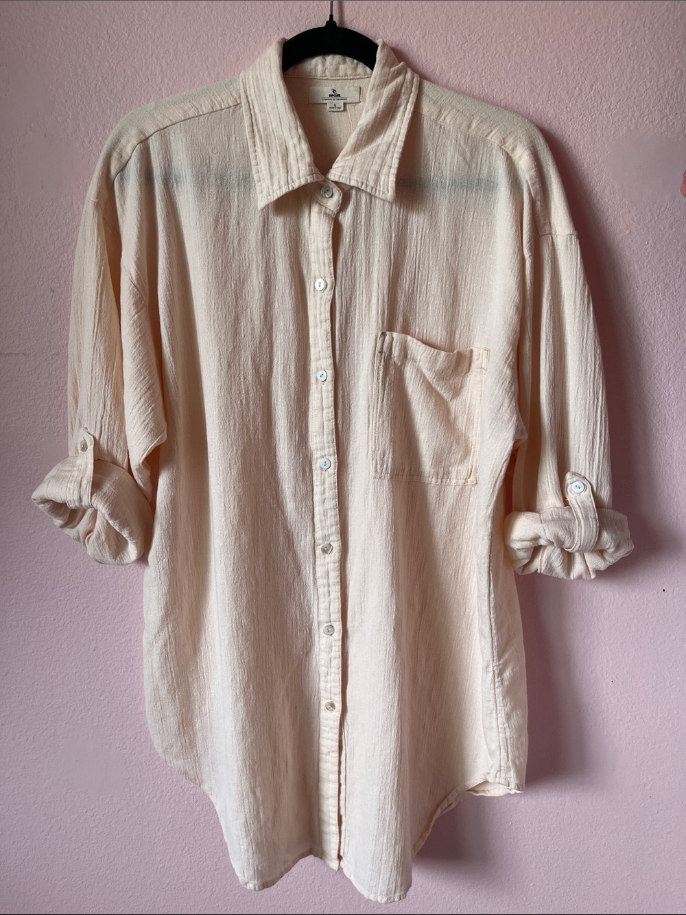 Light Cream Women’s  Rip CurlButton-Up Shirt - Casual Long Sleeve